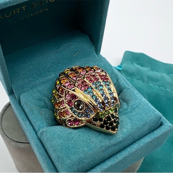 Kurt Geiger Jewelry - Kurt Geiger Eagle Crystal multi color rhinestone gold pink blue Ring green 8